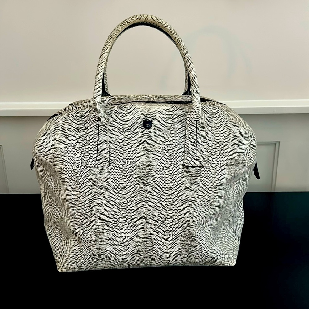 Beautiful FURLA bag  black and white -snakeskin pattern- hobo style